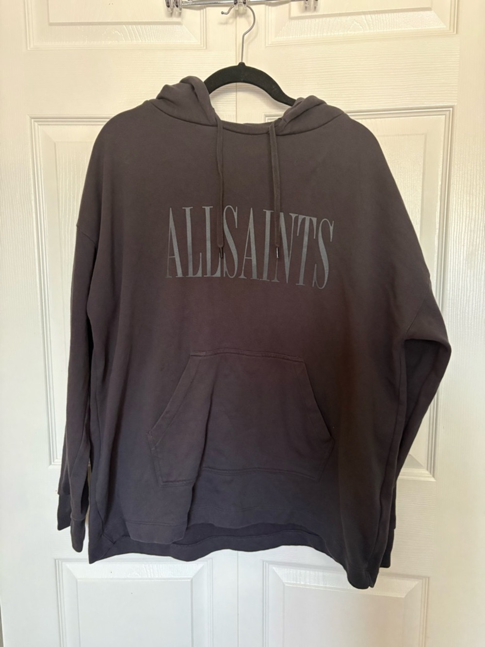 AllSaints dark charcoal pullover hoodie